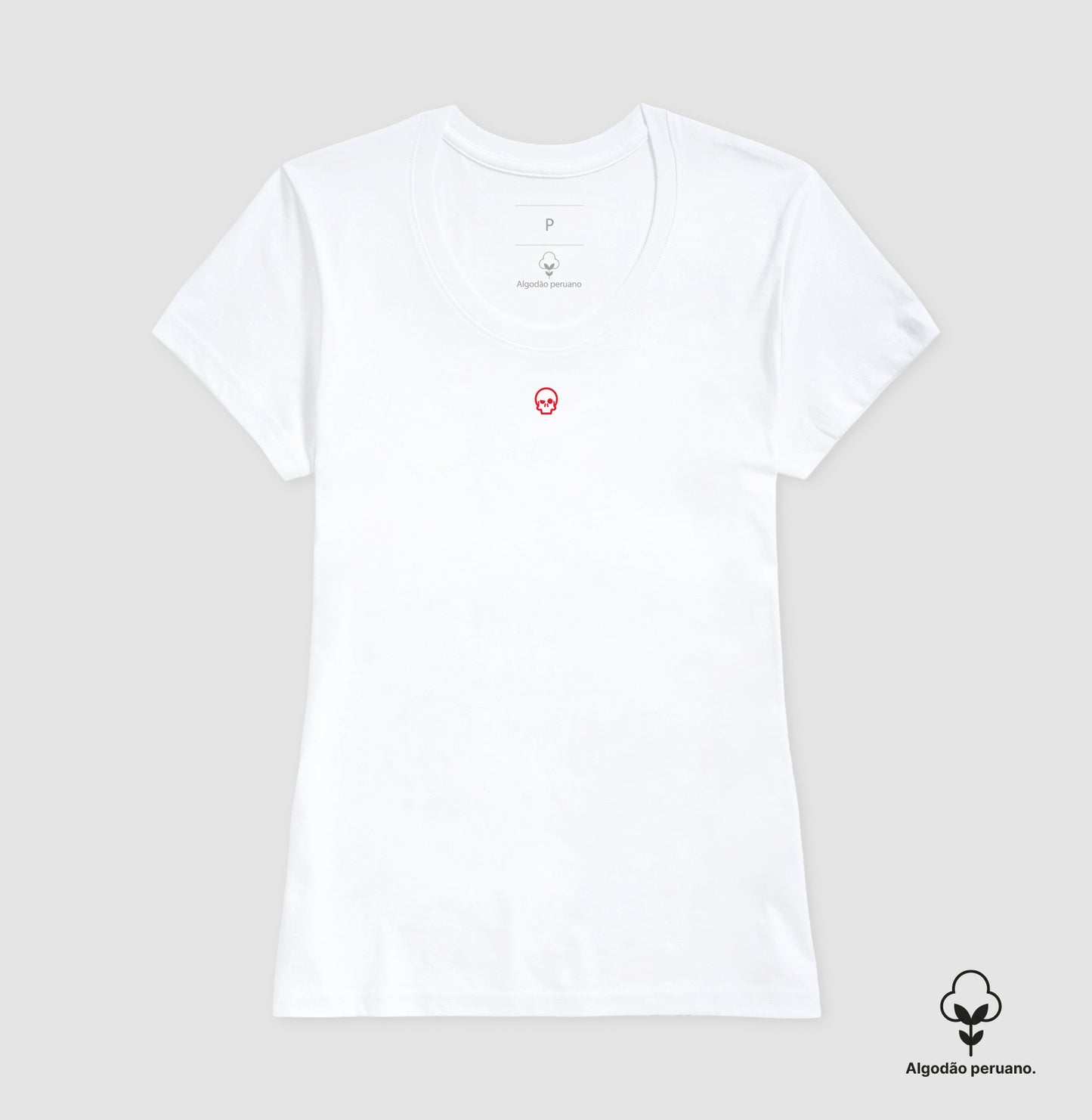 camiseta algodão peruano werock skull logo red feminina