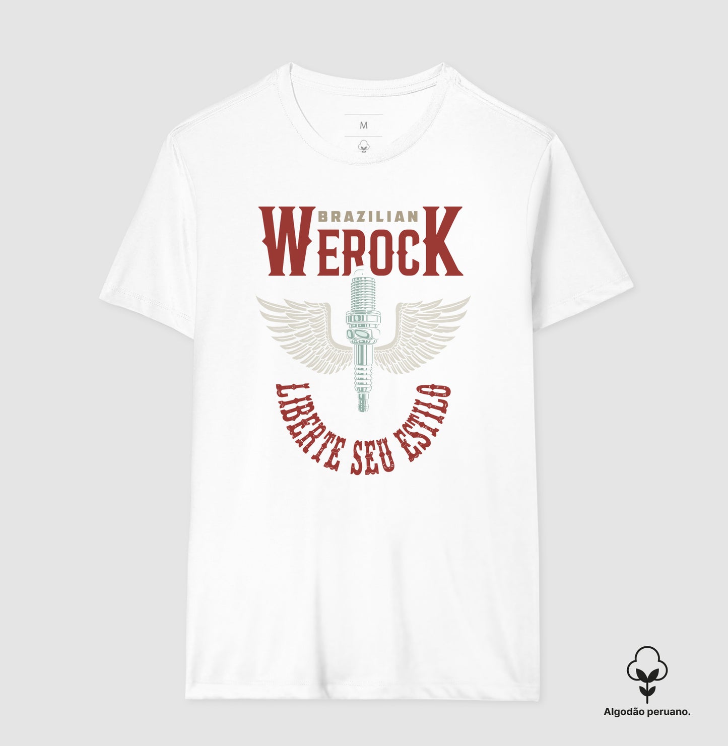 camiseta algodão peruano werock motorcycle wings masculina