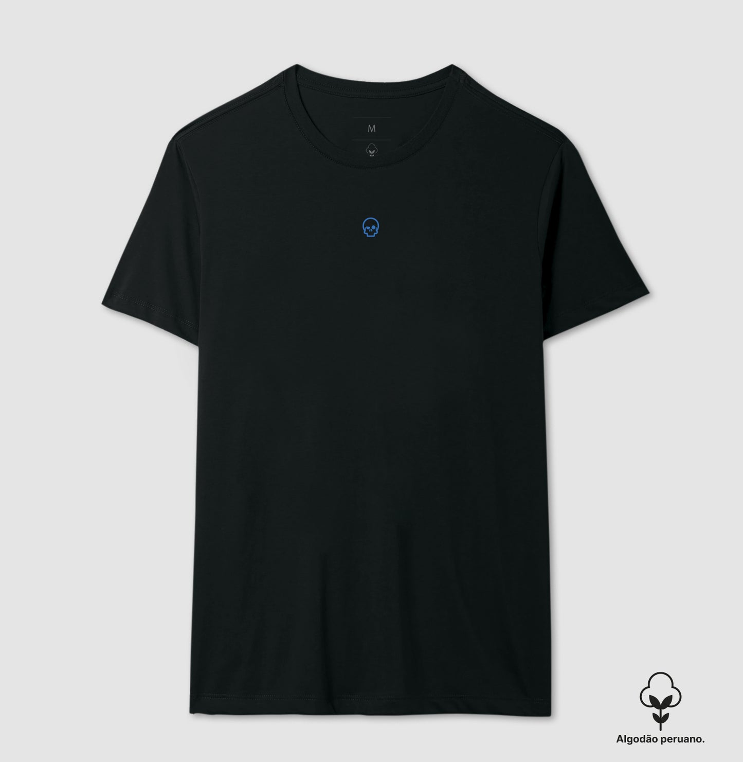 camiseta algodão peruano werock skull logo blue masculina