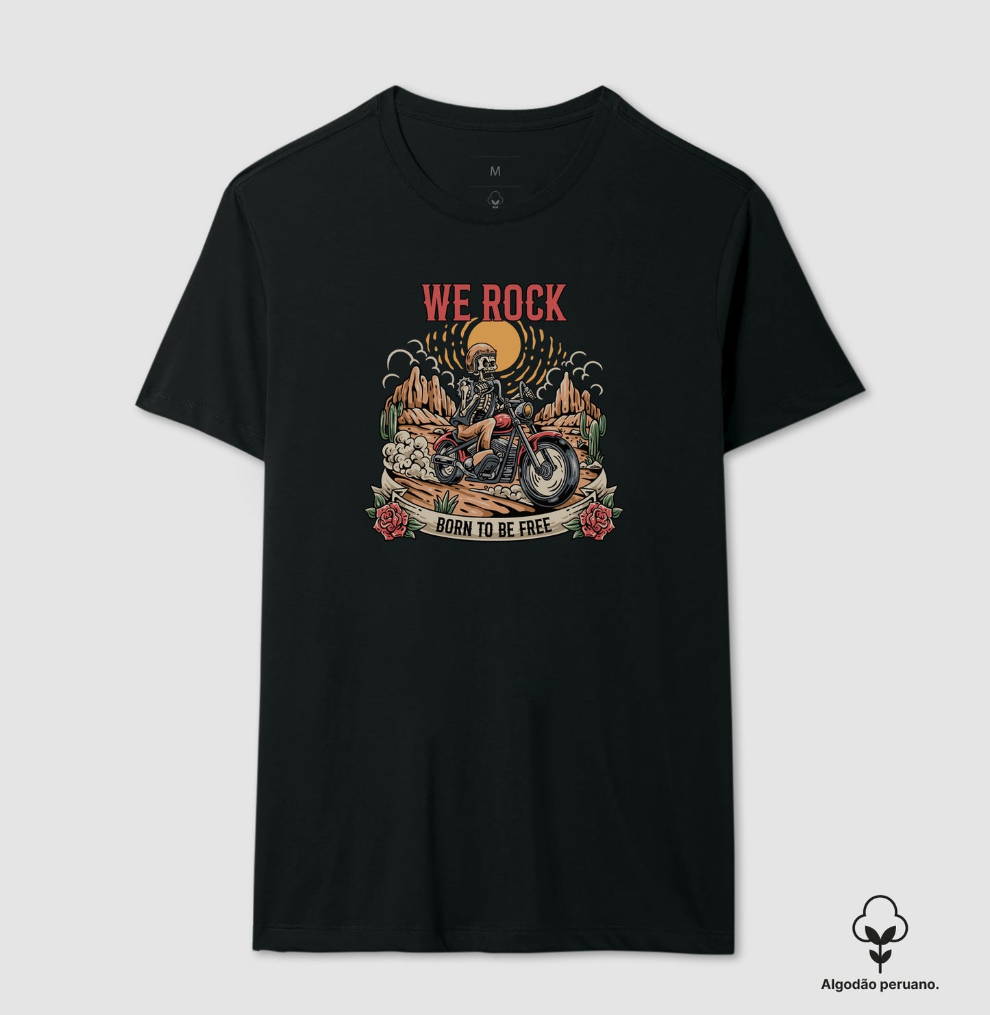 camiseta algodão peruano werock born motorcycle masculina