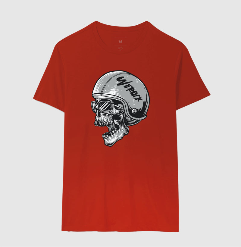 camiseta werock motorcycle helmet skull masculina