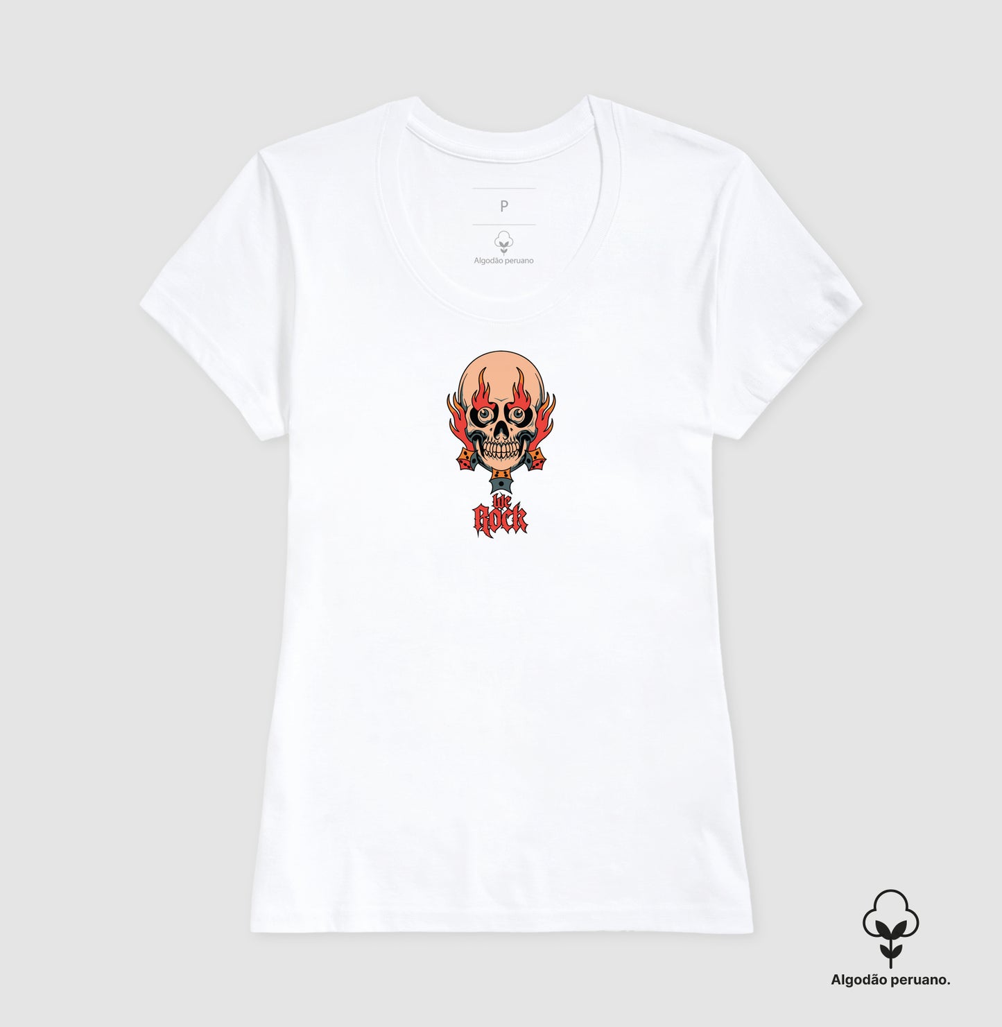 camiseta algodão peruano werock dados feminina