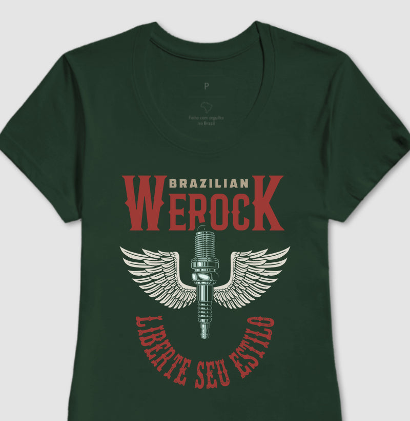 camiseta werock motorcycle wings feminino