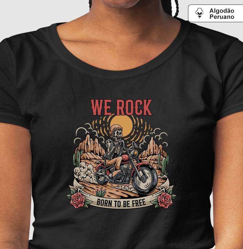 camiseta algodão peruano werock born motorcycle feminino
