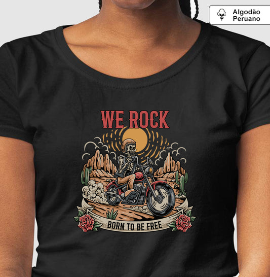 camiseta algodão peruano werock born motorcycle feminino