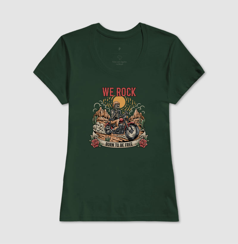 camiseta werock born motorcycle feminino
