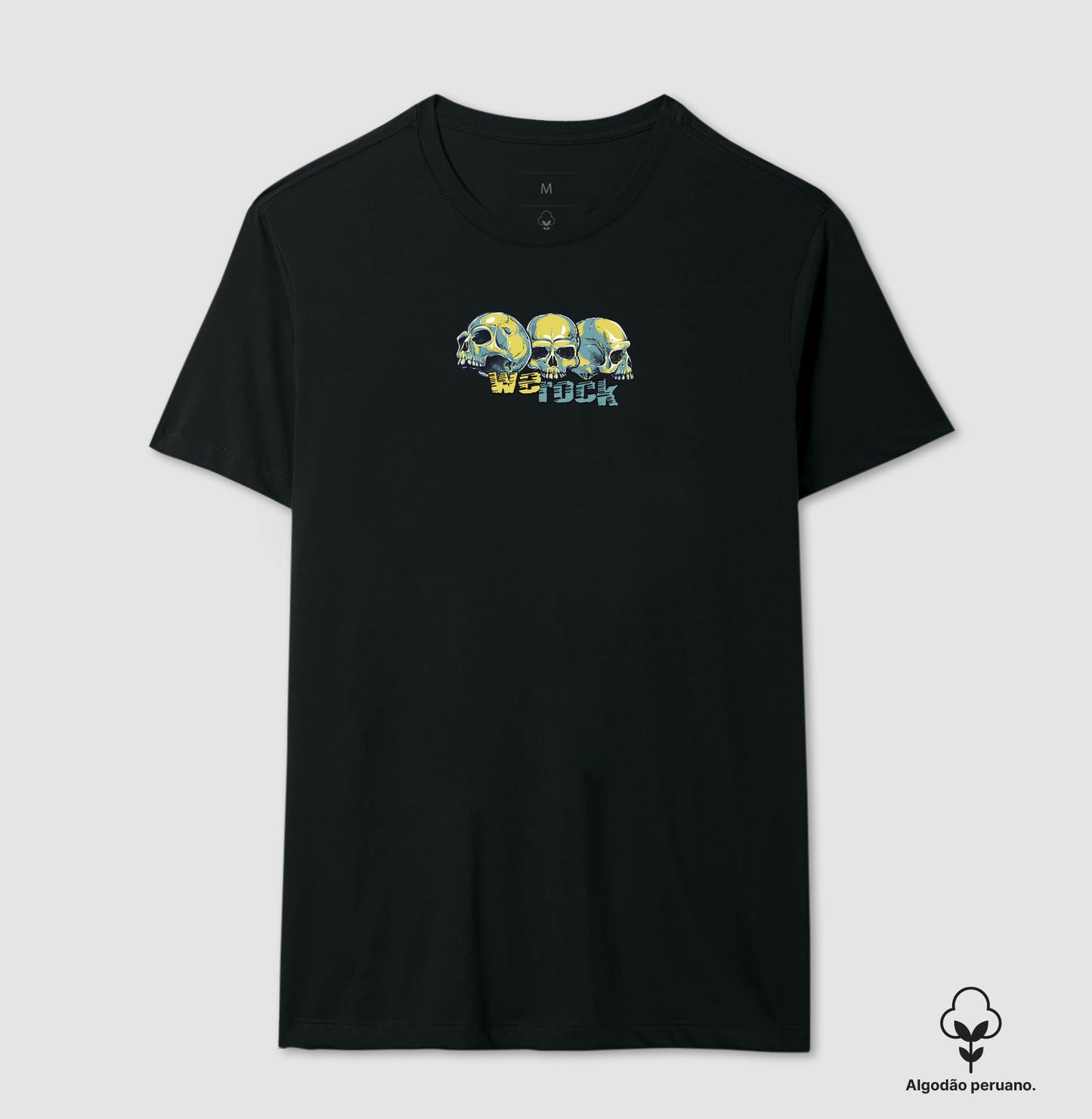 camiseta algodão peruano werock face skulls masculina