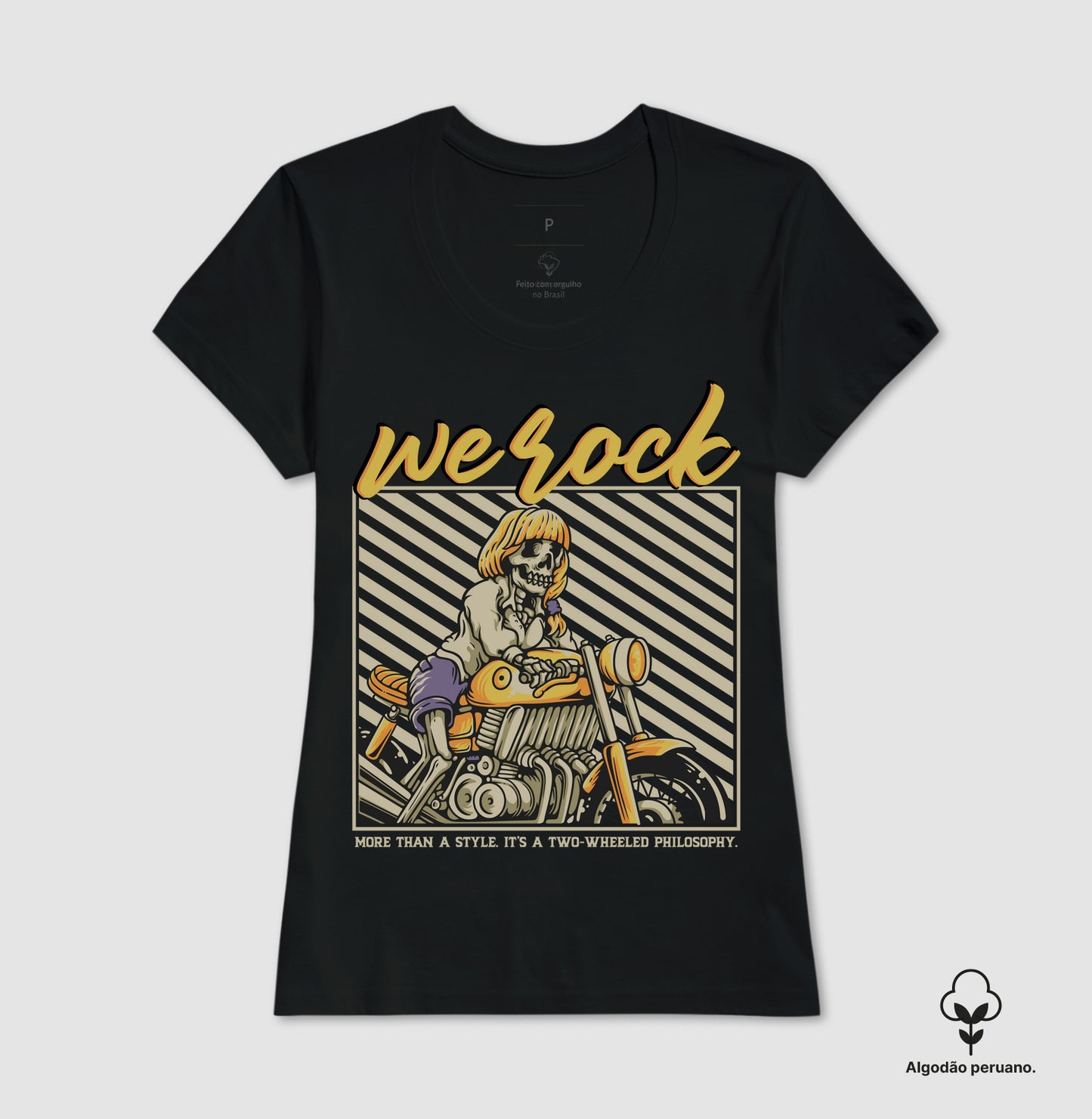 camiseta algodão peruano werock girl motorcycle feminina